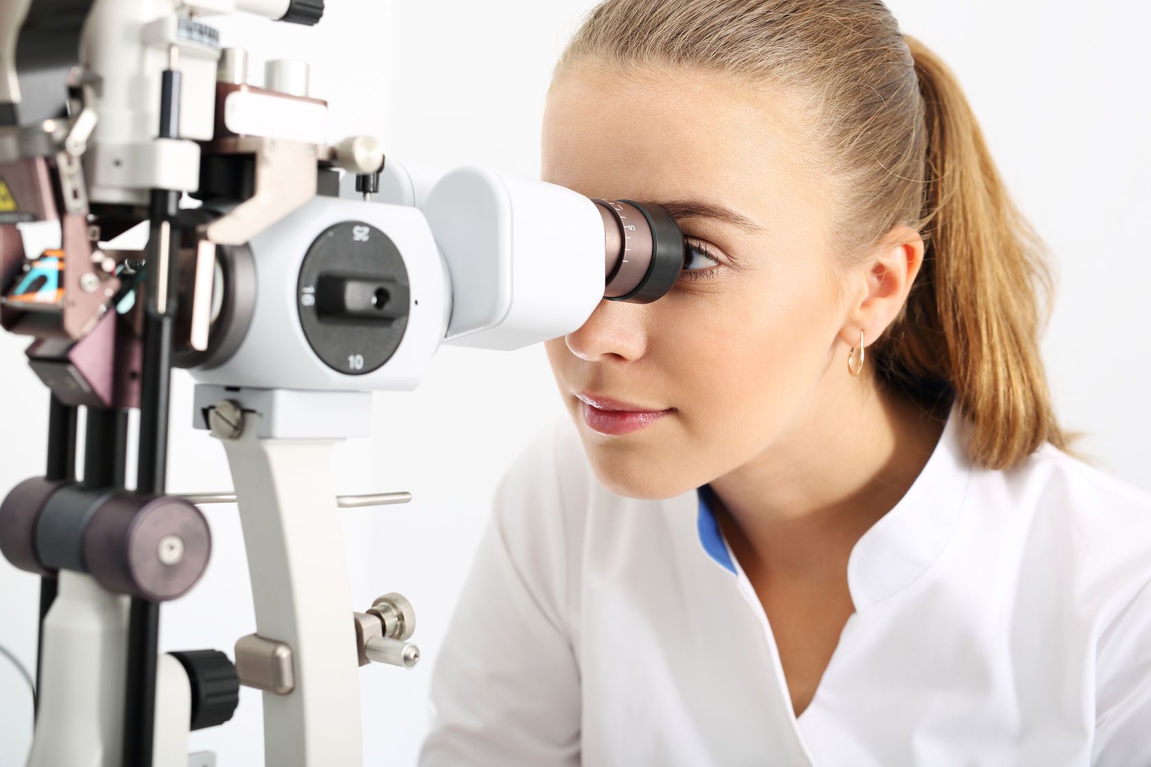 A patient receiving an eye examination at Dr. Mark Teunis Optometrist